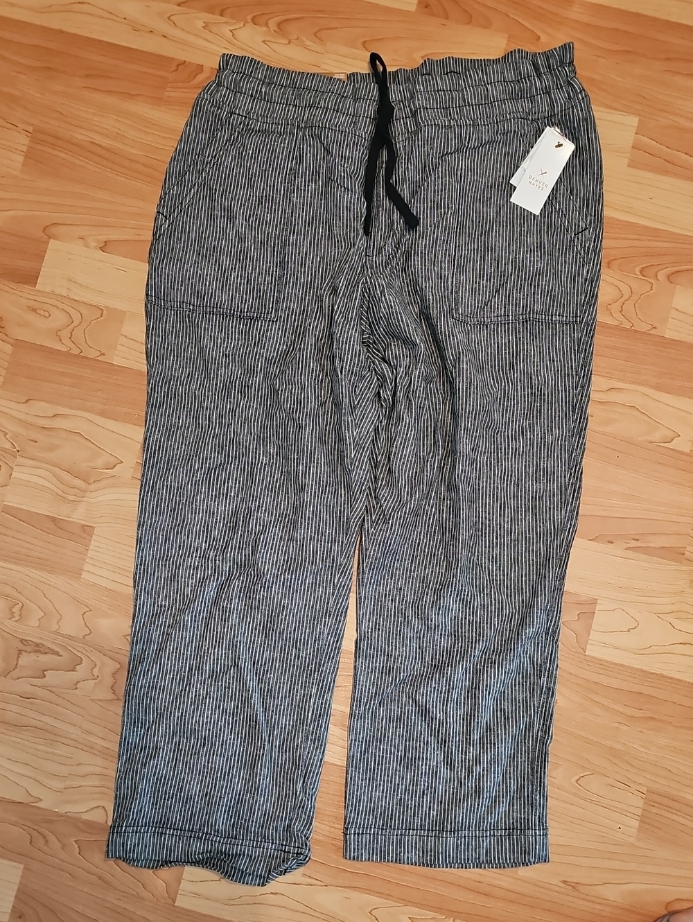 Denver Hayes Gray Pinstripe Drawstring Joggers